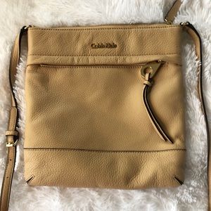 Calvin Klein Beige Leather Shoulder Bag